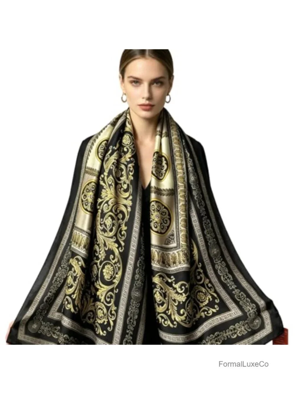 Silk Feeling Floral Scarf Shawl Wrap Lightweight Long Satin Evening Dress